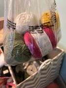 Large tub and bags of yard and crafting items