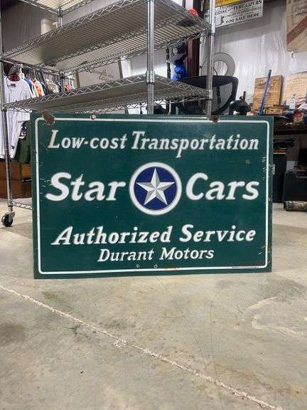 All orig DOUBLE SIDED ! Durant Motors Porcelain Star cars Dealers sign -Heavy Porcelain sign