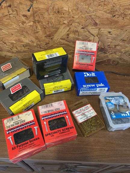 Box of screws and finish nails - see photos