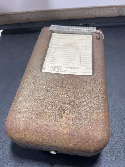 Adkins Esso Service Station old metal pump attendants receipt book