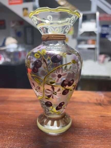 Tracey Porter Floral Hand Painted Glass Vase