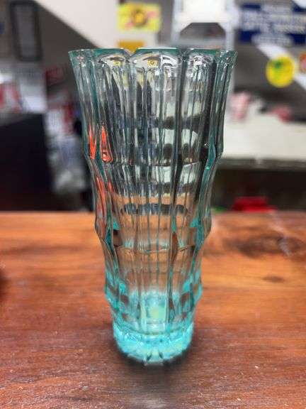Indiana Blue Ice Tiara glass bud vase