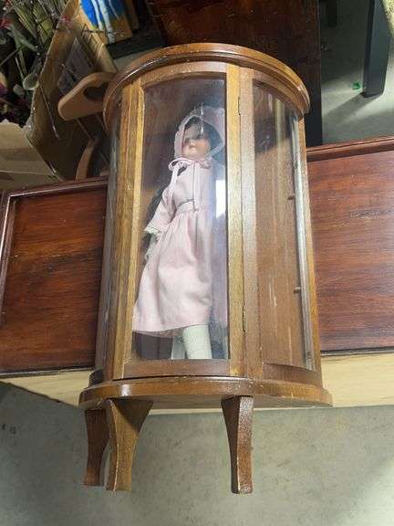 Small child’s curio and old doll- (curio missing one foot)
