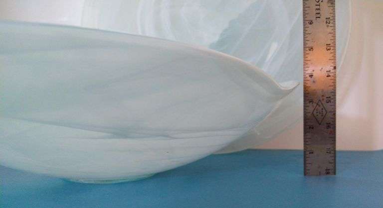 AQUA GLASS 14" DIAMETER BOWL & 16" DIAMETER PLATTER