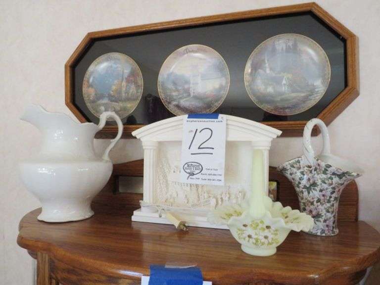 WALL HANGING CHURCH PLATES CHURCH LIGHT PITCHER AND 2 BASKETS