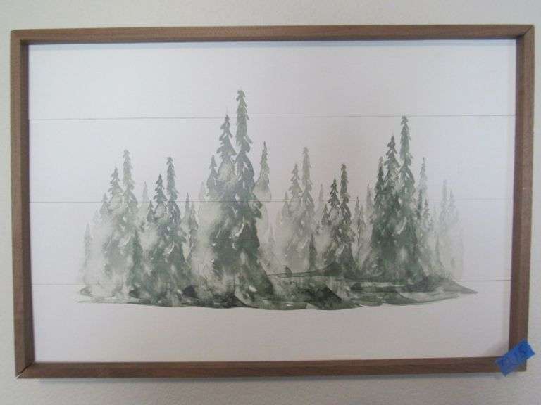 TWO HAMPERS/TOTES, FRAMED MIRROR AND ARTWORK ON WALL