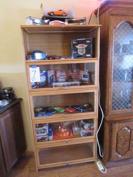 FIVE SHELF BOOKSHELF 31" WIDE X 68" TALL - COMES WITH ALL LOOSE CONTENTS OF CARS, MODELS, MODEL PAINT, AND ETC.
