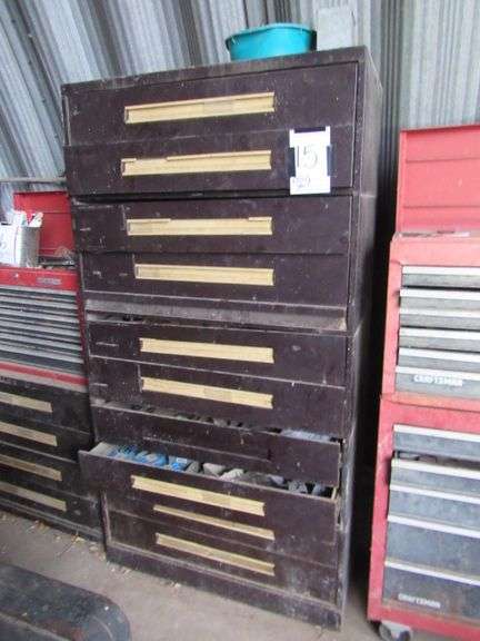 ALL BROWN CABINETS 5.5" STACK AND 36" STACK WITH CONTENTS