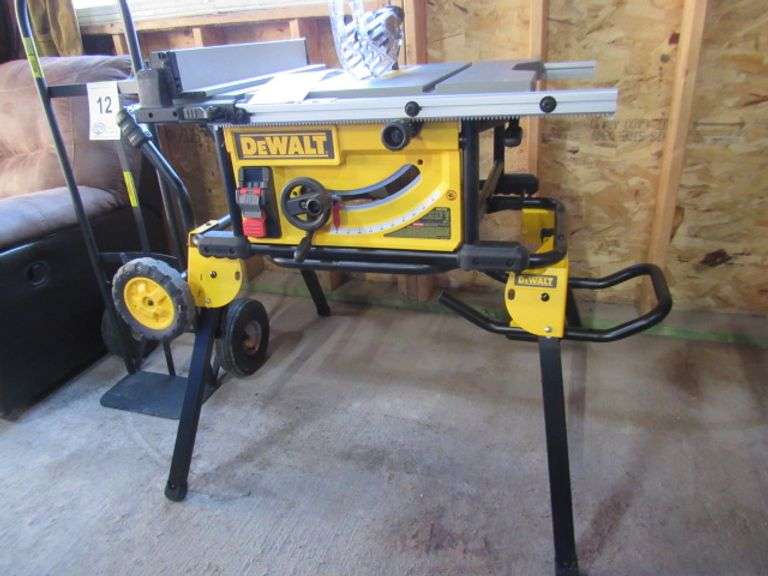 DEWALT MODEL DWE 7491 10" PORTABLE TABLE SAW AND STAND - ALL THE SAME AS NEW - MAYBE USED 2 TIMES