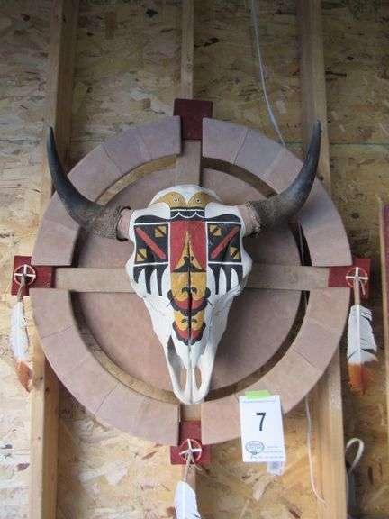 BUFFALO SKULL DREAM CATCHER - APPROX. 30" DIAMETER - ALL HAND MADE