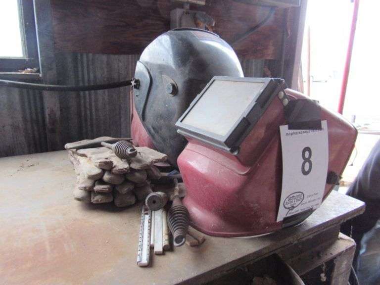 4 WELDING HELMETS GLOVES AND ETC