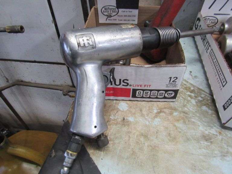 2-AIR CHISELS W/SEVERAL CHISEL POINTS - McPherson Auction & Realty