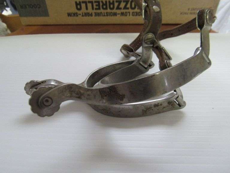 Jeffers Rosebud Rowel Spurs - Antique Brown With German Silver Accents (Pair)