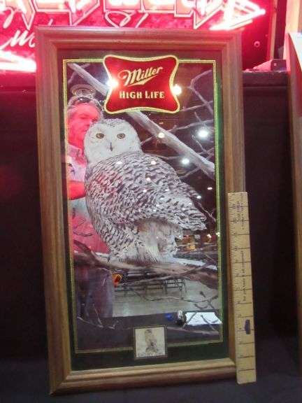 MILLER HIGH LIFE BEER MIRROR 15"X26" SNOWY OWL