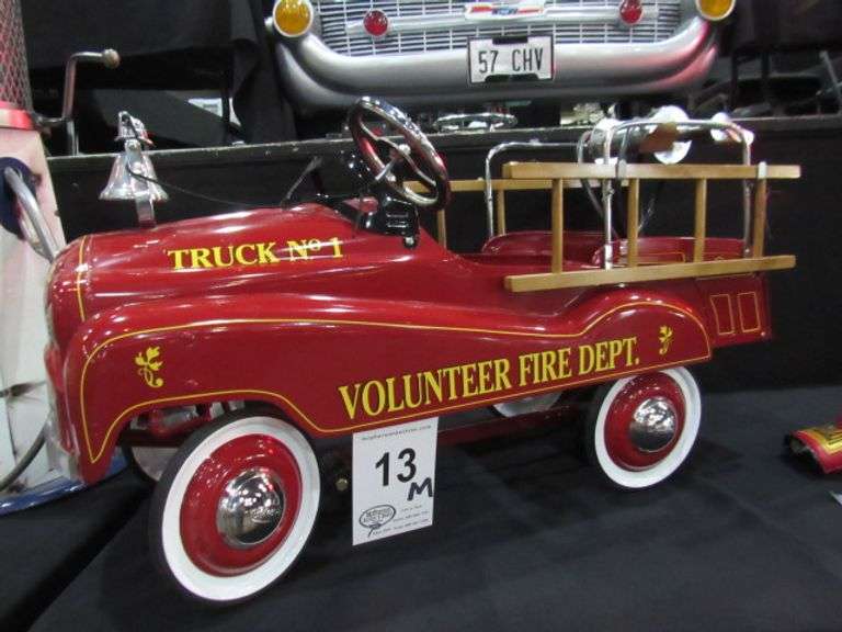 RED FIRE TRUCK PEDAL CAR WITH LADDERS