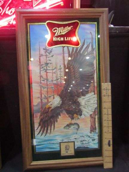 MILLER HIGH LIFE BEER MIRROR 15"X26" AMERICAN EAGLE