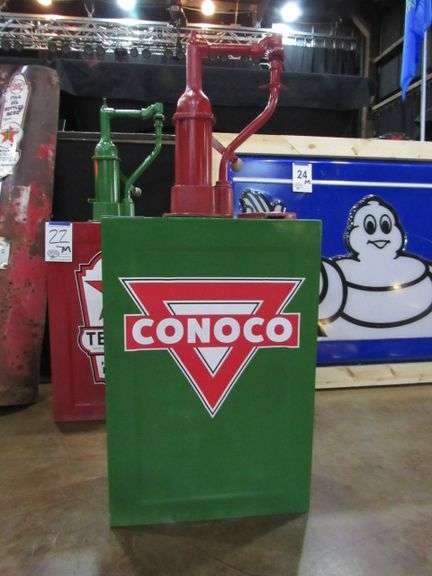 22" METAL LUBESTER FRESH PAINT W/ CONOCO STICKERS