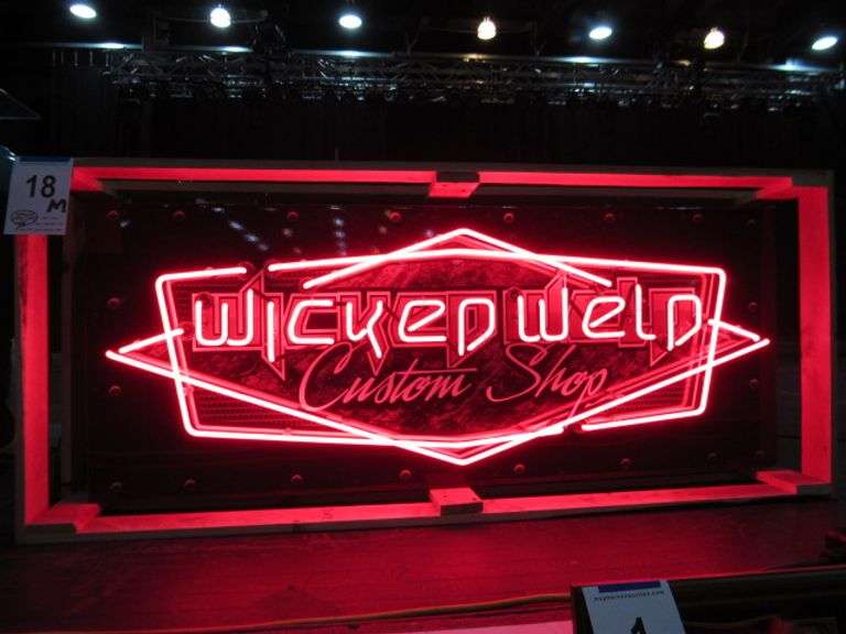 CUSTOM MADE NEON SIGN NEW IN CRATE (WICKED WELD CUSTOM SHOP) 5' W X 24" H SELLS W/ CRATE