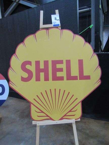 SHELL METAL SIGN REPRODUCTION W/ EASEL 48"W X 47"H