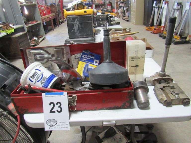 GROUP OF ASSTD. PLUMBING SUPPLIES INCLUDING A RIGID DE BURING TOOL AND ECT.