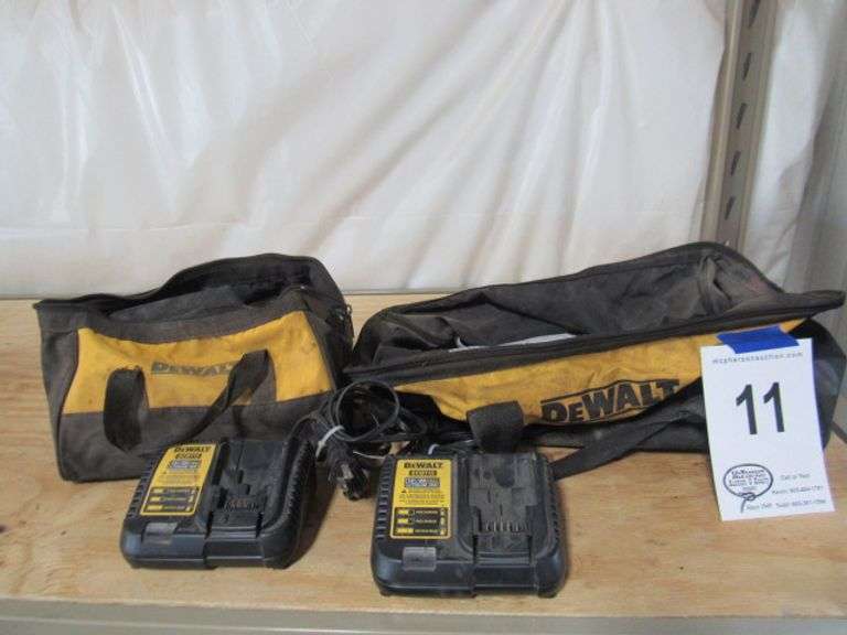 2- DEWALT TOOL BAGS & 2 DEWALT 12V/20V CHARGERS