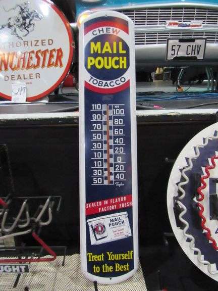 MAIL POUCH THERMOMETER 8" X 39" REPOP