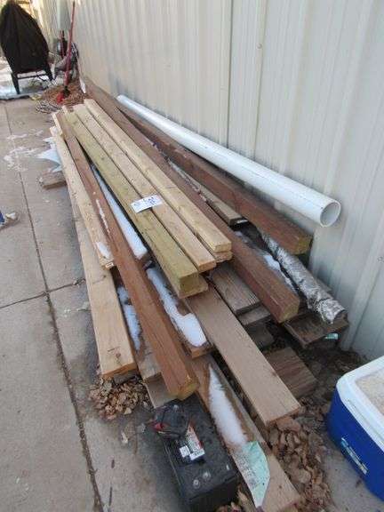 LARGE GROUP OF ASSORTED LUMBER ON THE SOUTH SIDE OF THE SHOP - SEE ...