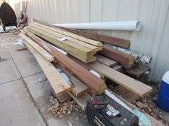 LARGE GROUP OF ASSORTED LUMBER ON THE SOUTH SIDE OF THE SHOP - SEE ...