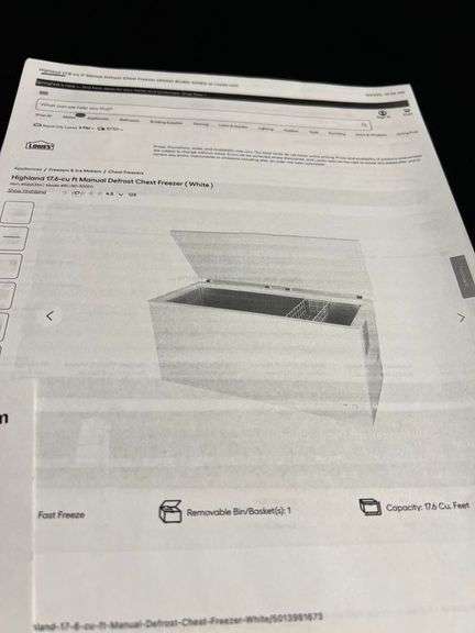 Highland 17.6-Cu ft manual defrost Chest freezer and $50 Dakota Butcher gift card