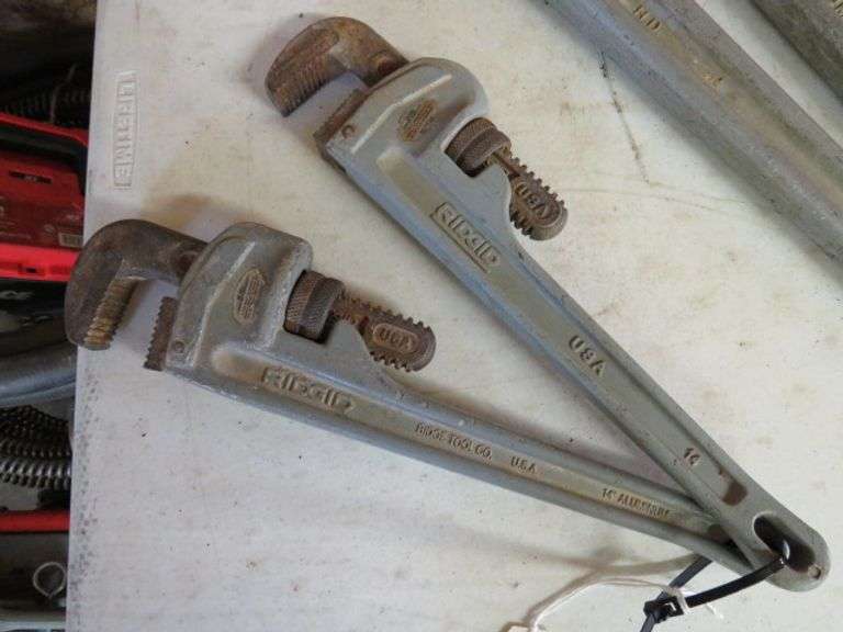 2 -14" RIGID ALUMINUM PIPE WRENCHES BOTH TO GO ONE MONEY