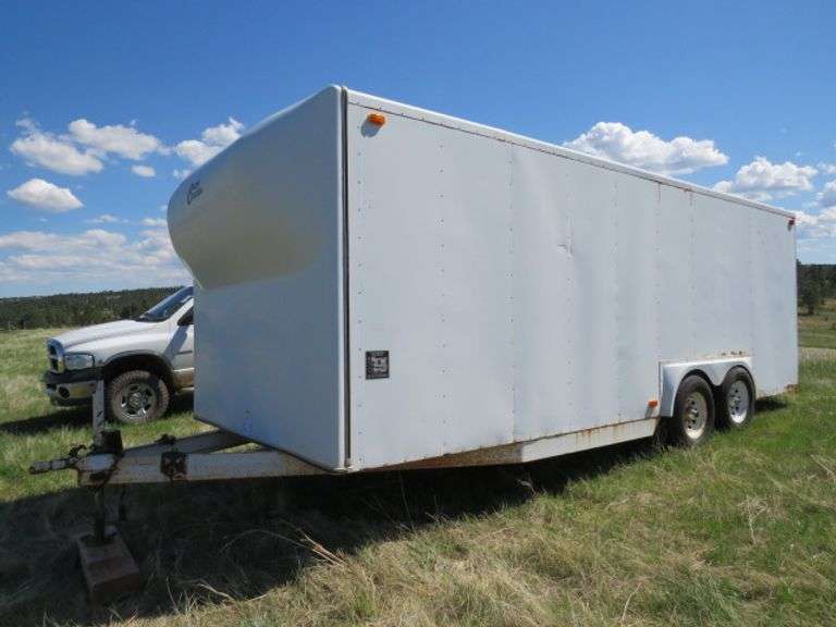 1993 CHARMAC 8'X20' CARGO TRAILER TANDAM AXLE WITH 6 HOLE 15" WHEELS SERIAL:109020207P1Z16687 BARN DOORS IN BACK CURB SIDE WALK DOOR REMOVABLE WOOD SHELVING