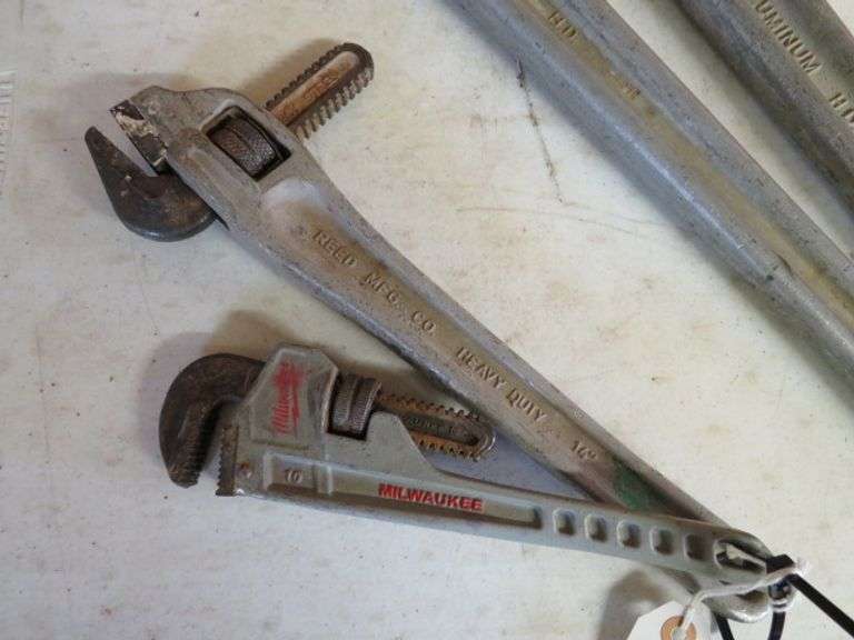 REED 14" ALUM. AND MILWAUKEE 10" ALUM. PIPE WRENCH BOTH TO GO ONE MONEY