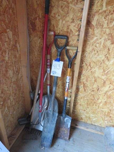 3 SHOVELS RAKE AND HOE - McPherson Auction & Realty