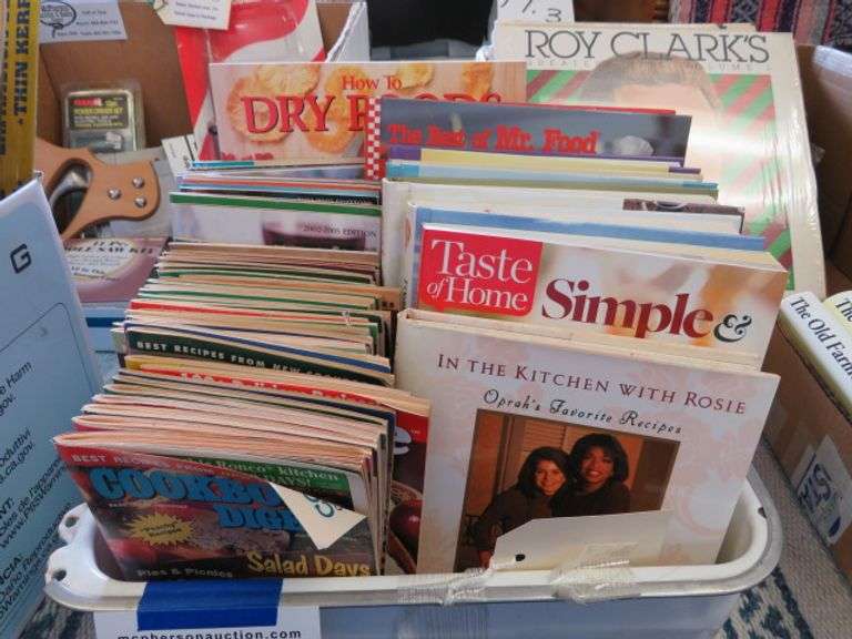 ASSORTED COOKBOOKS AND ENAMEL PAN