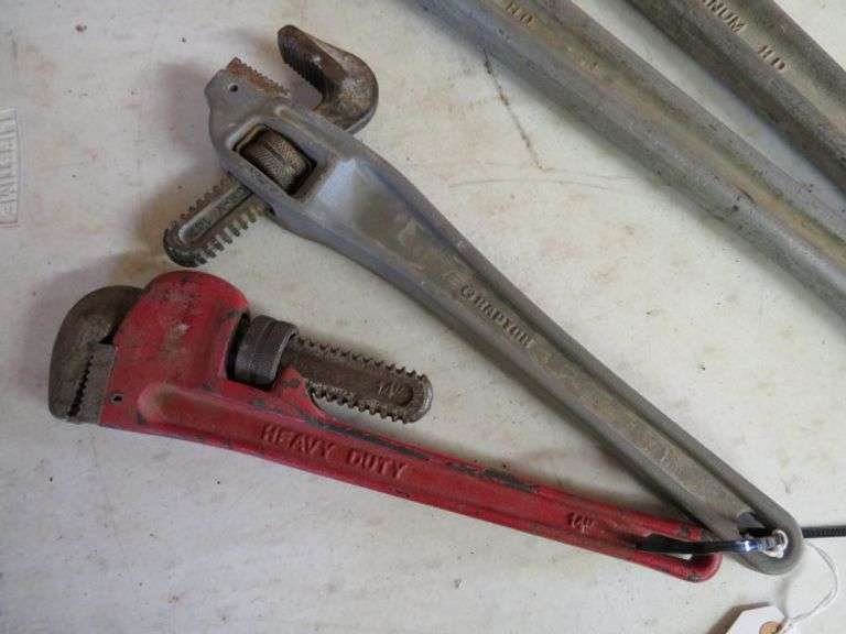 RAPTOR 14" ALUM. & TOOL SHOP 12" STEEL PIPE WRENCH BOTH TO GO ONE MONEY