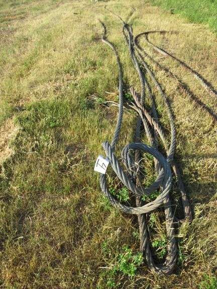 SUPER HEAVY DUTY TOW CABLE - CABLE EYES - APROX 100' LONG - APROX. 1 1/2" DIAMETER CABLE