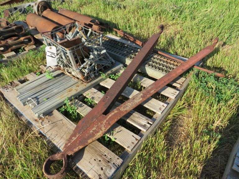 PALLET WITH HITCH, GALVANIZED STRAP & BRACKETS AND ETC.