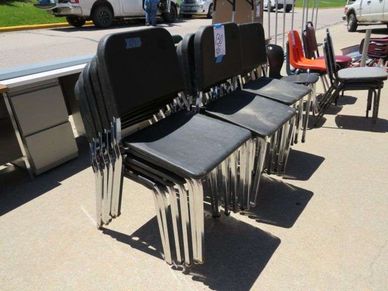 SEVENTEEN BLACK PLASTIC CHAIRS