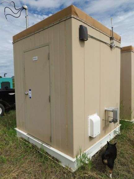 POWER CONTROL Building - 82" X 82" X 96" TALL - INSLUATED - 36" STEEL WALK DOOR - ON HEAVY STEEL BASE - MAKE AN EXCELLENT WALK IN FREEZER / COOLER