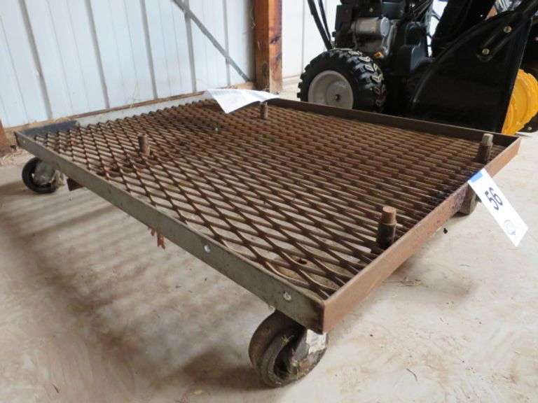 STEEL CART HOMEMADE VERY HEAVY DUTY MEASURES 48" X 36" ON CASTERS