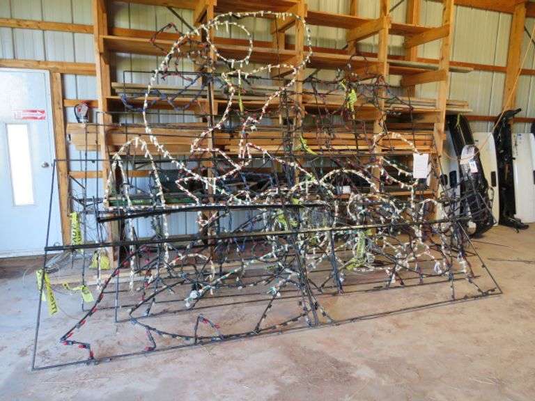 THREE FIGURE SKATER LIGHT DISPLAYS APPX. 6' X 3' WIDE, AND POLAR BEAR HOLIDAY LIGHT DISPLAY APPX. 12' TALL AND 25' WIDE