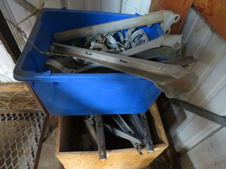 CHAIN LINK FENCE MISC. PARTS - TWO BINS, ONE BUCKET