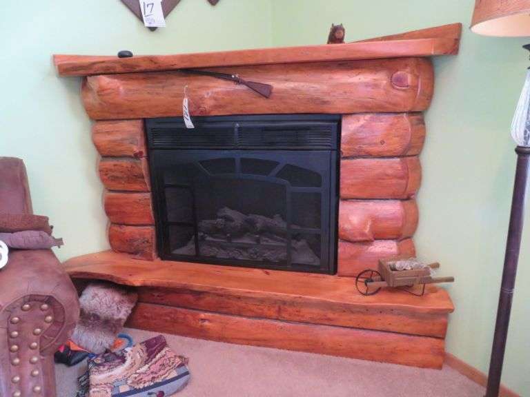 ELEC. FIREPLACE AND LOG LIKE CABINET
