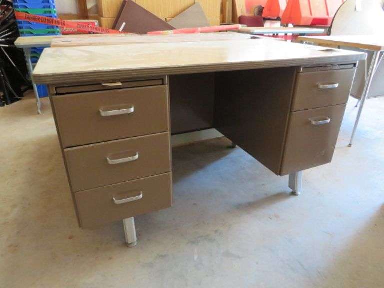 30" X 40" STEEL DESK W/ FIVE DRAWERS