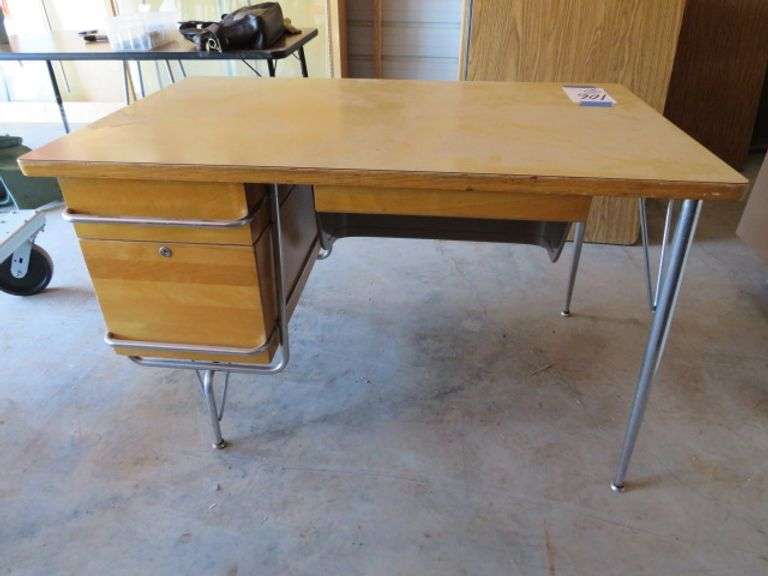 30" X 48" VINTAGE DECO TEACHERS  DESK