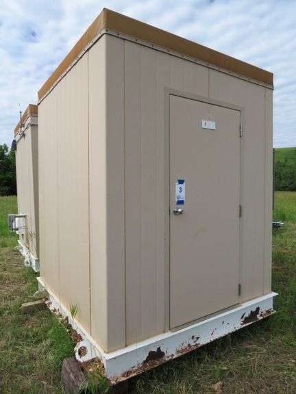 POWER CONTROL Building - 82" X 82" X 96" TALL - INSLUATED - 36" STEEL WALK DOOR - ON HEAVY STEEL BASE - MAKE AN EXCELLENT WALK IN FREEZER / COOLER