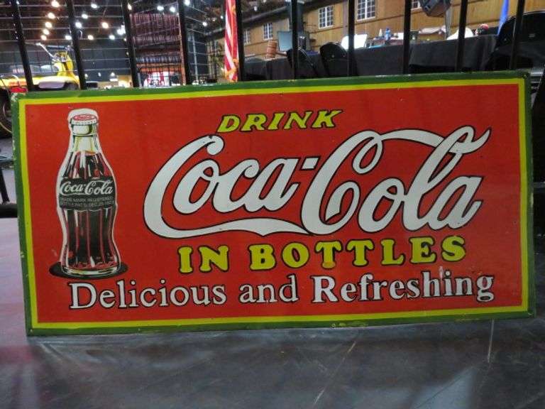 COCA-COLA PORCELAIN SIGN 42"X20" DOUBLE SIDED