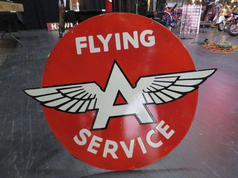 FLYING A SERVICE PORCIELAIN SIGN 36"X29" DOUBLE SIDED