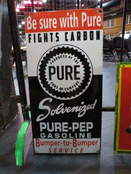 PURE=PEP GASOLINE PORCELAIN SIGN 15"X30" SINGLE SIDE