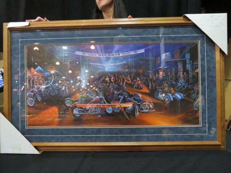CITY OF STURGIS RALLY MAINSTREET PRINT BY GREE BENSON, SIGNED AND NUMBERED, 1219/9500, 42"X25"